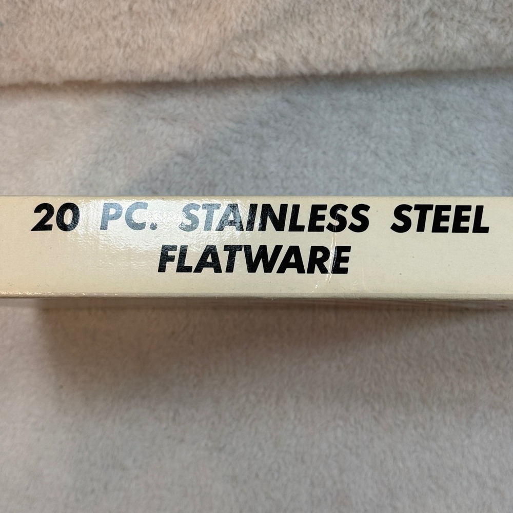 Sango Stainless Steel Flatware Set 20 Piece Service for 4 White Handles Vintage - Picture 13 of 13